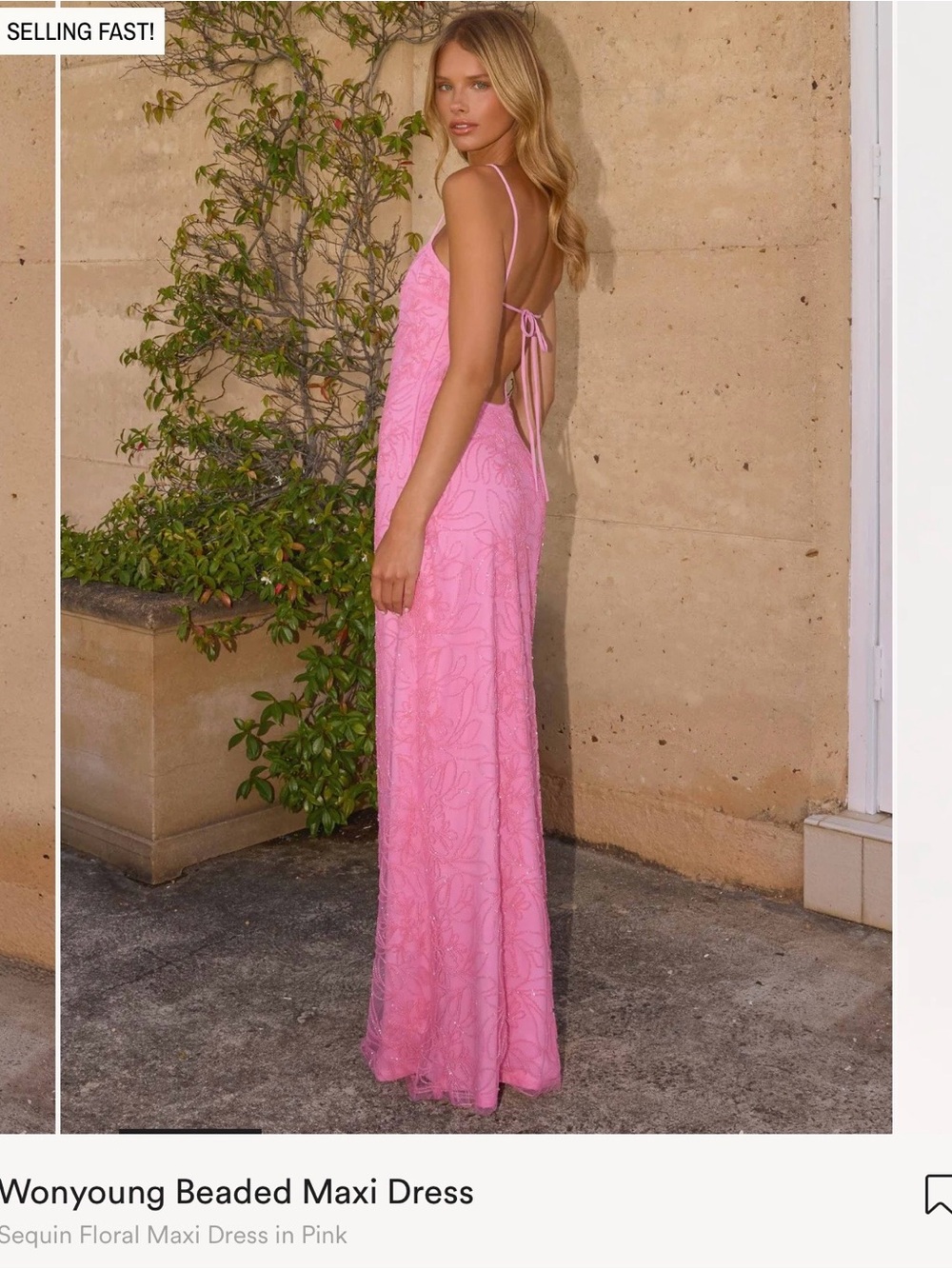 Peppermayo Wonyoung Pink Beaded Floral Maxi Dress